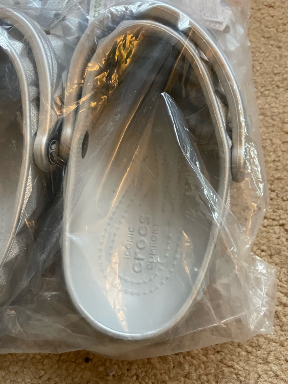 CROCS Silver Metallic Classic Clog Sandals (W10 /M8) - Picture 4 of 7